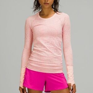Lululemon Pink Multicolored Swiftly Tech Long Sleeve Shirt 2.0 - Size 20